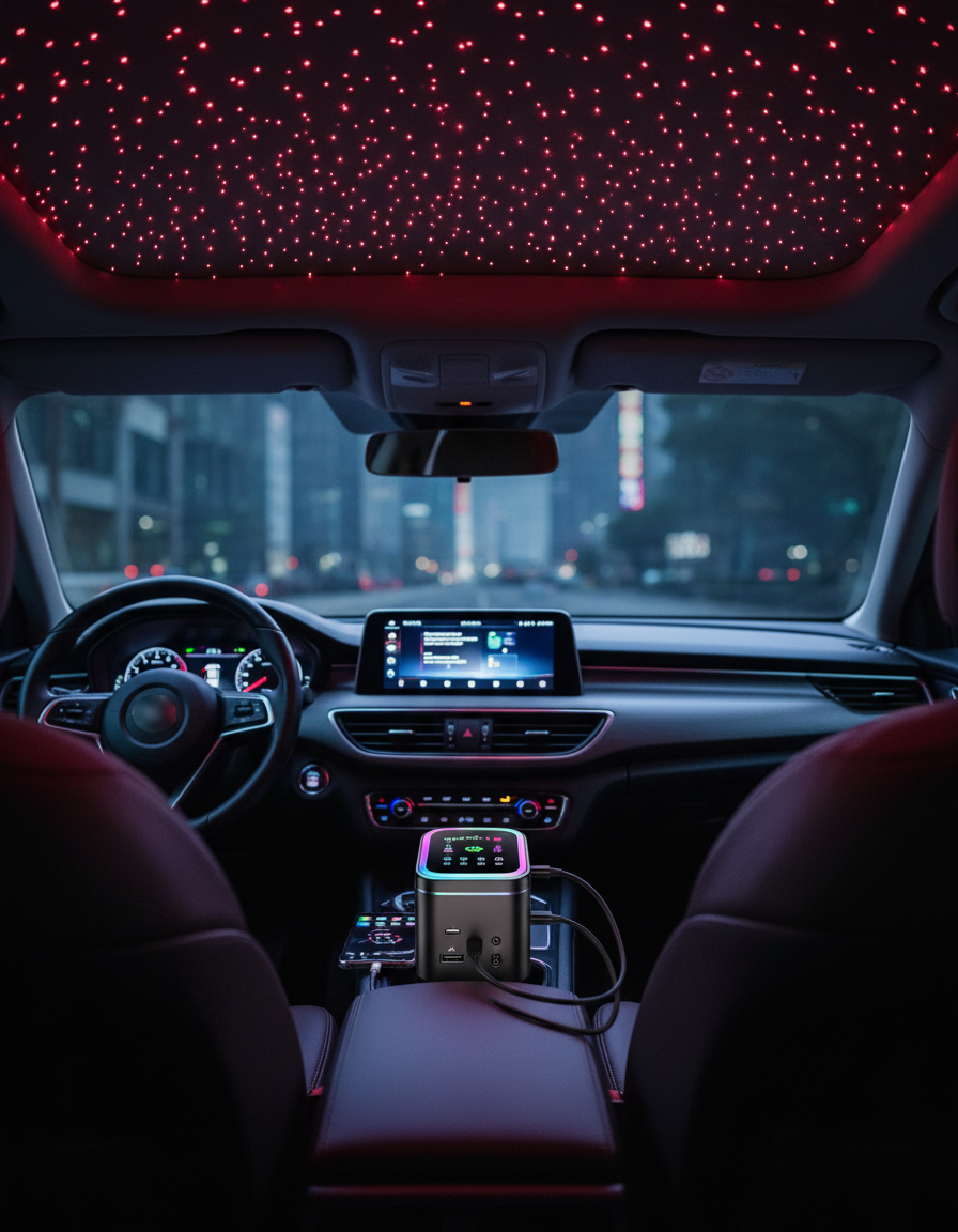La luz de PowerClip convierte el techo del carro en un cielo estrellado