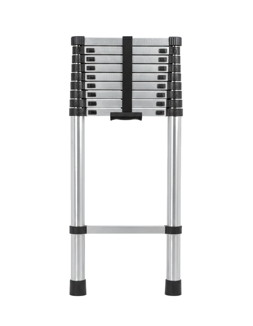 Escalera telescópica de aluminio plegada, 86 cm, con correa de seguridad